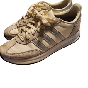 Adidas Cream and Gray Casual Sneakers